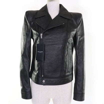 Saint Laurent Paris 589455 Power Shoulder Calfskin Riders Jacket Black 38 Made