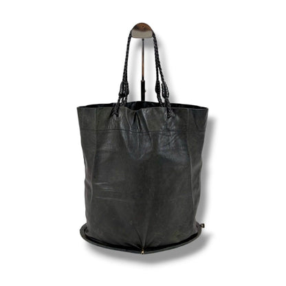 Bottega Veneta Foldable Tote Leather Intrecciato Gray Black Eco