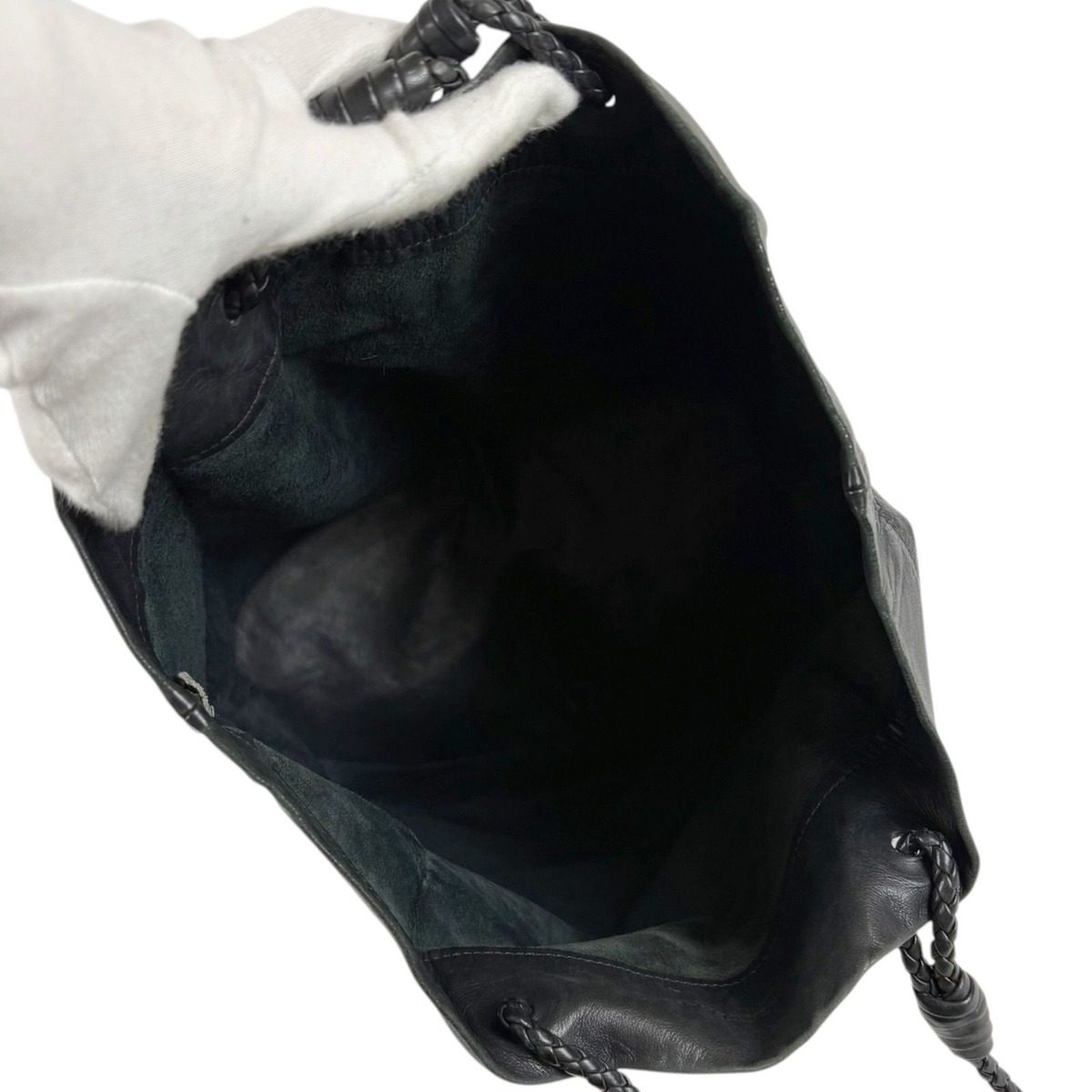 Bottega Veneta Foldable Tote Leather Intrecciato Gray Black Eco — view 13