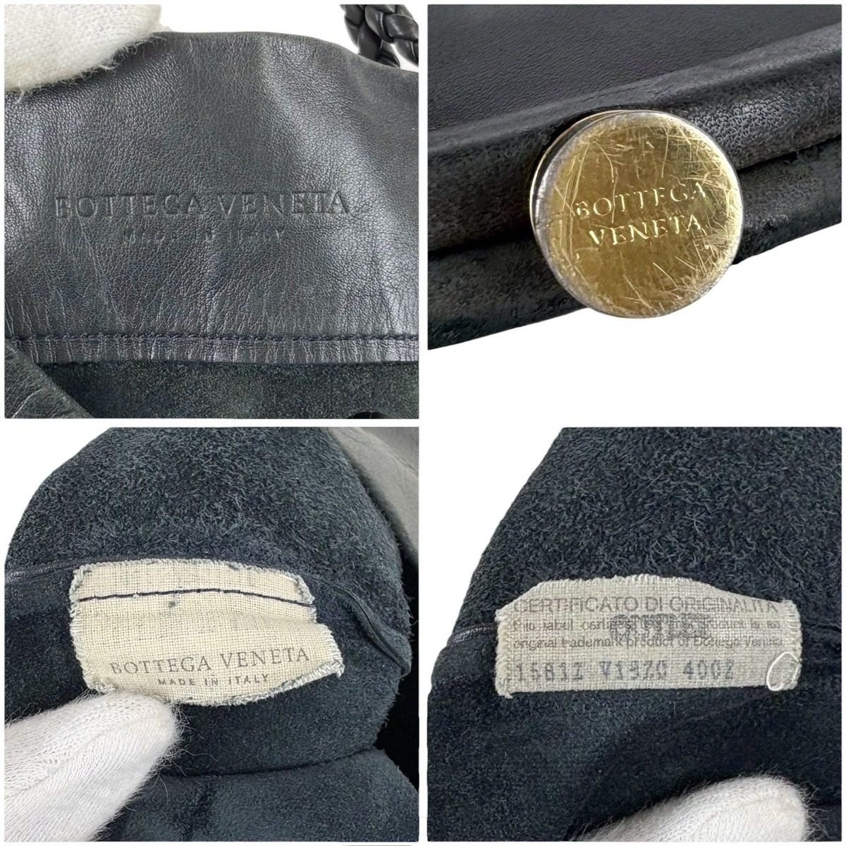 Bottega Veneta Foldable Tote Leather Intrecciato Gray Black Eco — view 15