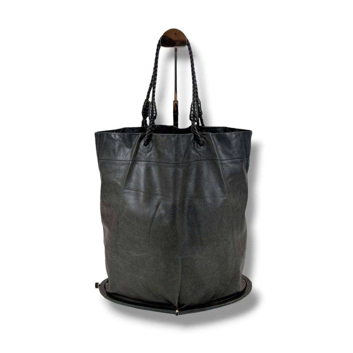 Bottega Veneta Foldable Tote Leather Intrecciato Gray Black Eco — view 2