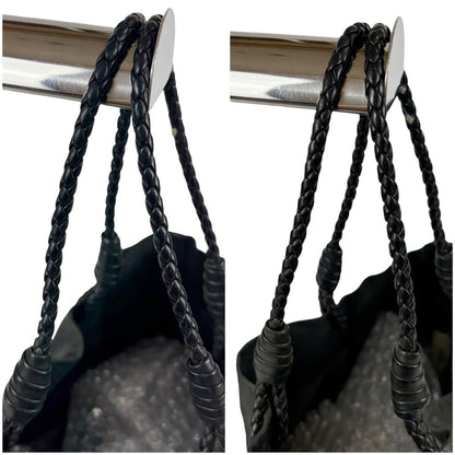 Bottega Veneta Foldable Tote Leather Intrecciato Gray Black Eco — view 9