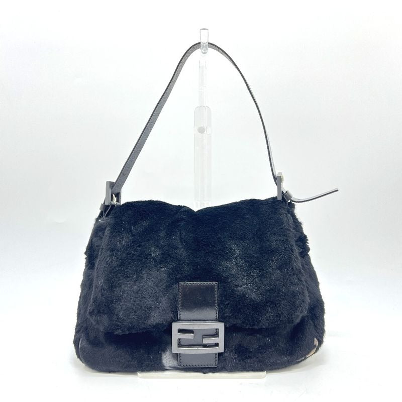 Fendi Handbag Mamma Bucket Fur Black