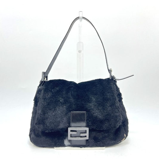 Fendi Handbag Mamma Bucket Fur Black