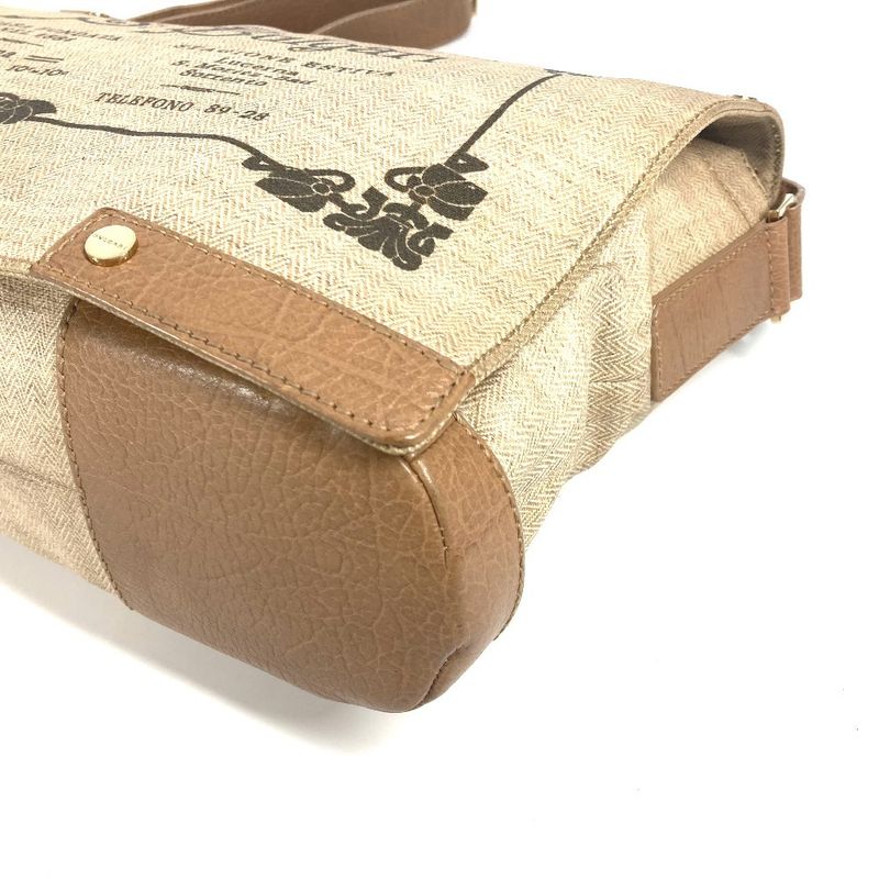 Bvlgari Bulgari Shoulder Bag Logo Leather / Coated Canvas Beige