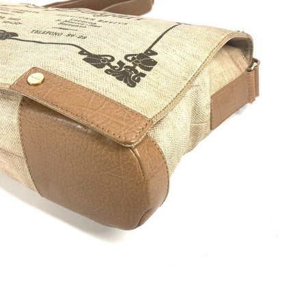 Bvlgari Bulgari Shoulder Bag Logo Leather / Coated Canvas Beige