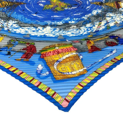 Hermes Silk Scarf Pleat Prayer in the Wind Prieres AU Vent Blue — view 5