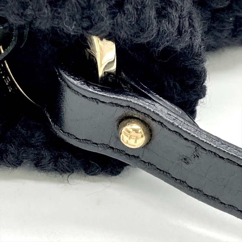 Fendi Handbag Wool Leather 8br445 Black With Charm Women