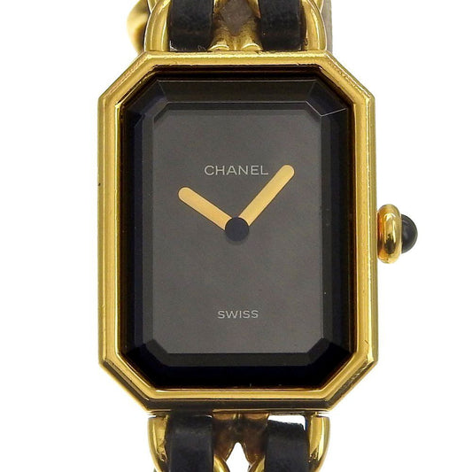 Chanel Premier S Gold Plated Leather Black Quartz Analog Display Dial Watch