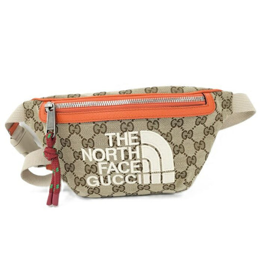 Gucci Belt Bag North Face Collaboration GG Canvas Leather Beige Brown 650299