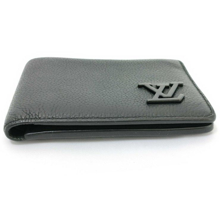 Louis Vuitton Bifold Wallet Portefeuille Multiple Black Aerogram Leather — view 3