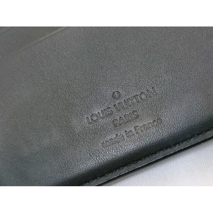 Louis Vuitton Bifold Wallet Portefeuille Multiple Black Aerogram Leather — view 9