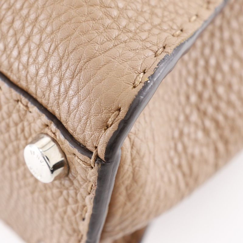 Fendi Peekaboo Regular Selleria 2WAY Shoulder 8bn226 Leather Brown Women's