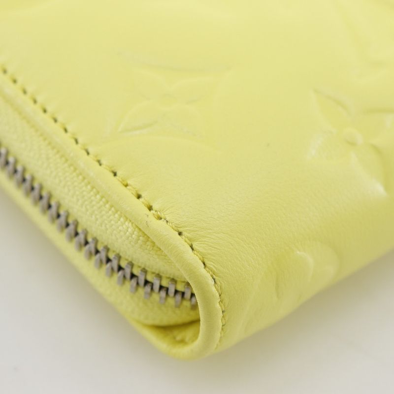 Louis Vuitton Zippy Wallet Coussin M83104 Lambskin Smiley Yellow Ladies Long