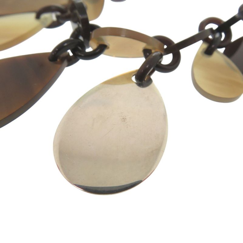 Hermes Large Horn Necklace Teardrop Buffalo Horn Silver 925 Brown 1458 Hermes