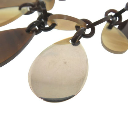 Hermes Large Horn Necklace Teardrop Buffalo Horn Silver 925 Brown 1458 Hermes