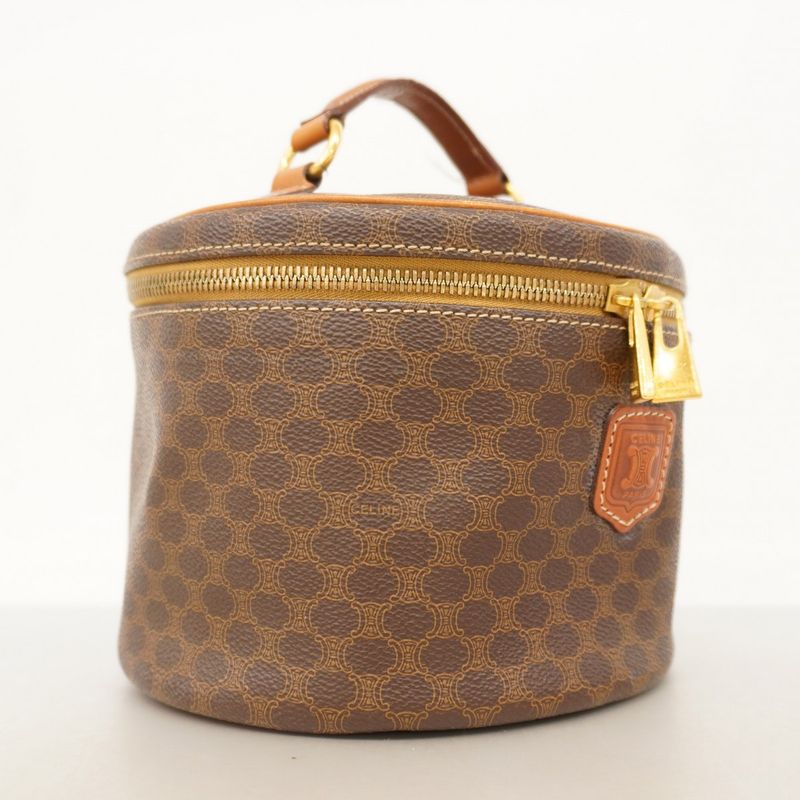 Celine Vanity Bag Macadam PVC Brown Gold Hardware Women