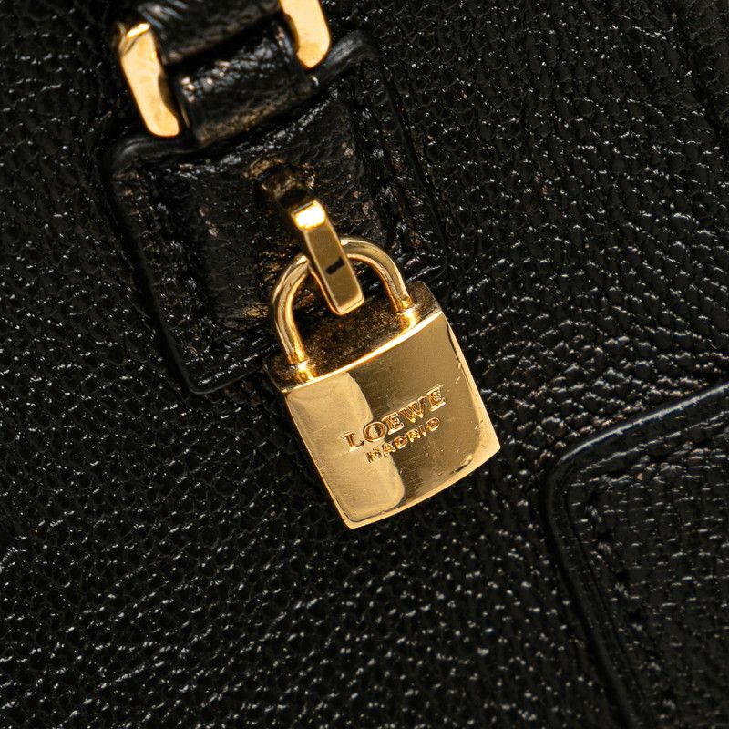 Loewe Anagram Amasona Micro Mini Handbag Shoulder Bag 2WAY Black Leather Women