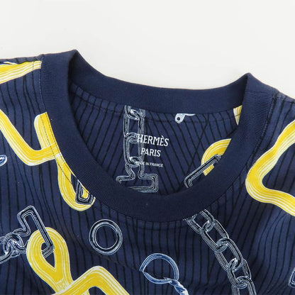 Hermes Boxy T-shirt Carre Idoscope Effect H4h4641dh 40 Navy Yellow