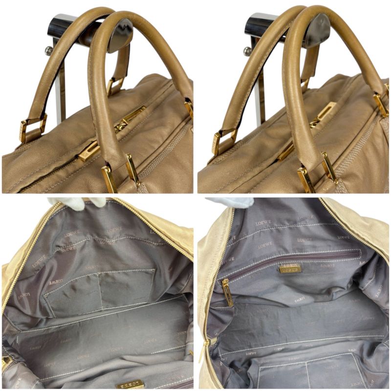 Loewe Amazona 36 Handbag Mini Boston Bag Anagram Logo Stitching Gold Nappaleathe