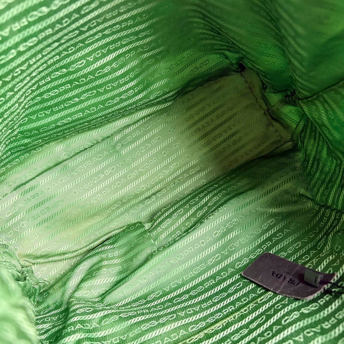 Prada Hibiscus Tote Flower Tessuto Nylon Green Triangle Logo — view 11