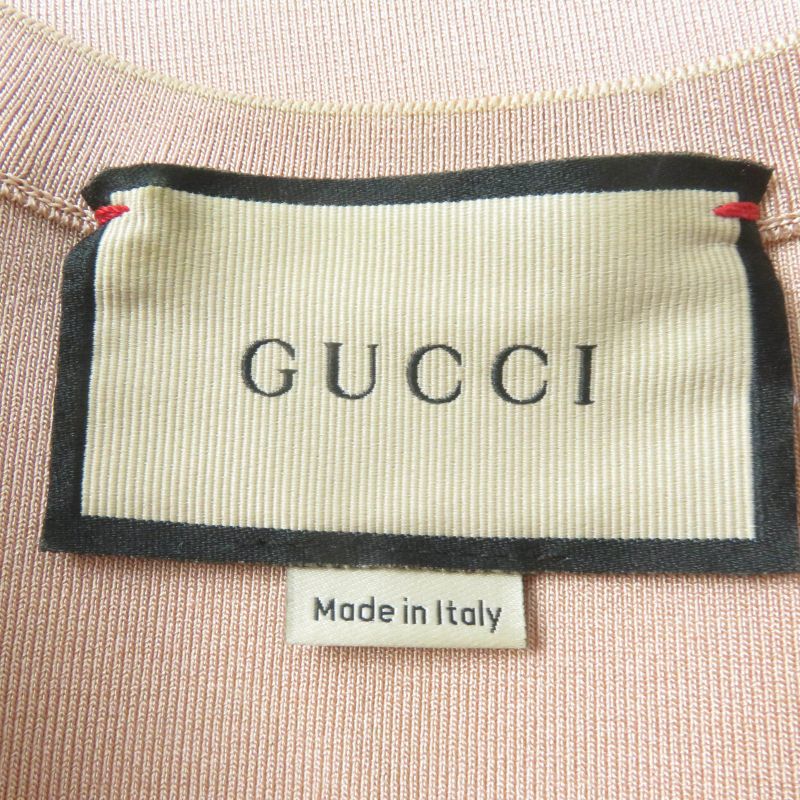 Gucci 22SS 678207 Front Zip Jersey Short Sleeve Knit Dress Pink Beige XS Made