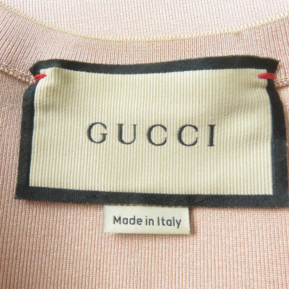 Gucci 22SS 678207 Front Zip Jersey Short Sleeve Knit Dress Pink Beige XS Made