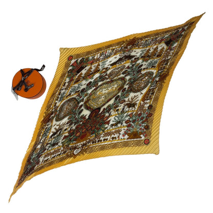 Hermes Scarf Pleated Silk Decoupages Paper Cutting Yellow