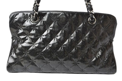 Chanel Tote Bag Chanel Chain Bag Vintage Patent Leather Quilted Stitching Black