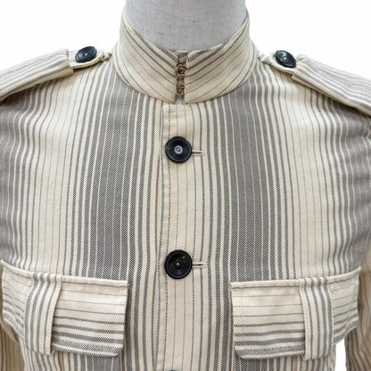 Saint Laurent Yves Rive Gauche Vintage Cotton Era Striped Pattern Logo Button — view 2