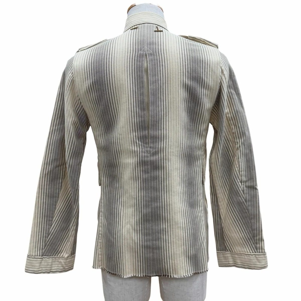 Saint Laurent Yves Rive Gauche Vintage Cotton Era Striped Pattern Logo Button — view 3
