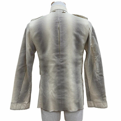 Saint Laurent Yves Rive Gauche Vintage Cotton Era Striped Pattern Logo Button — view 3