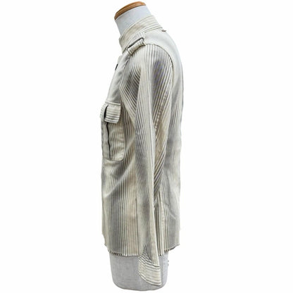 Saint Laurent Yves Rive Gauche Vintage Cotton Era Striped Pattern Logo Button — view 4