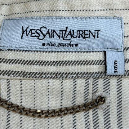 Saint Laurent Yves Rive Gauche Vintage Cotton Era Striped Pattern Logo Button — view 8