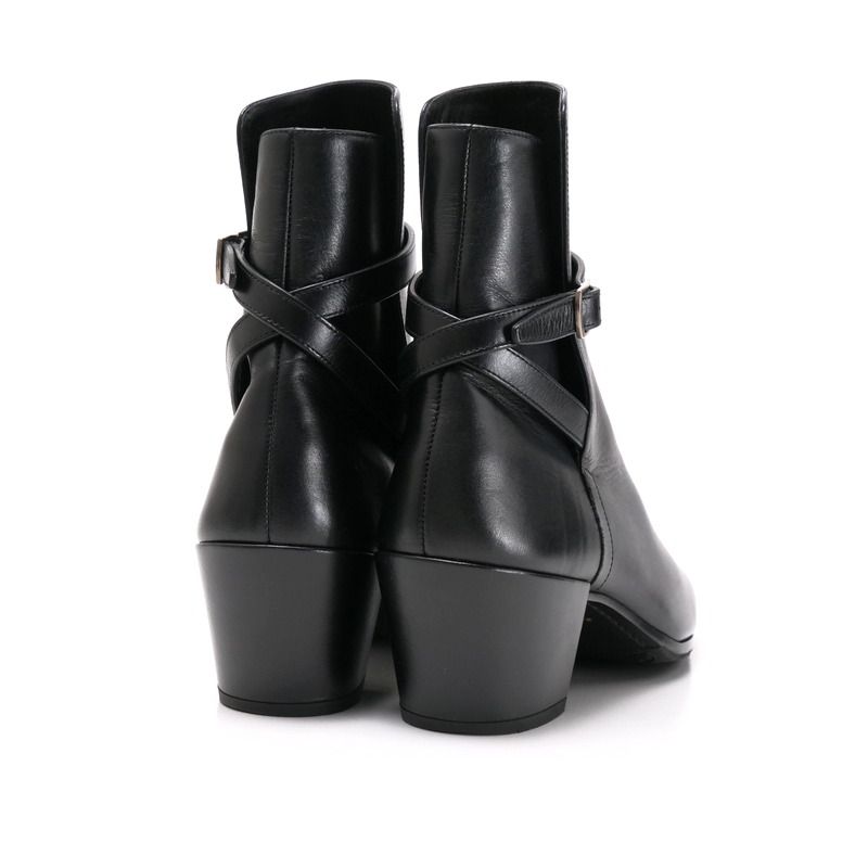 Saint Laurent Paris Boots Size 36 Leather Short Boots Shoes Belt Black Made In