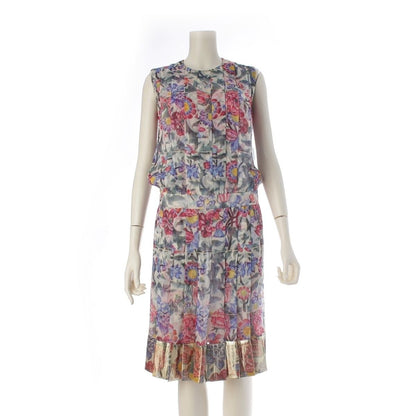 Chanel Silk Floral Sleeveless Dress Multicolor 34
