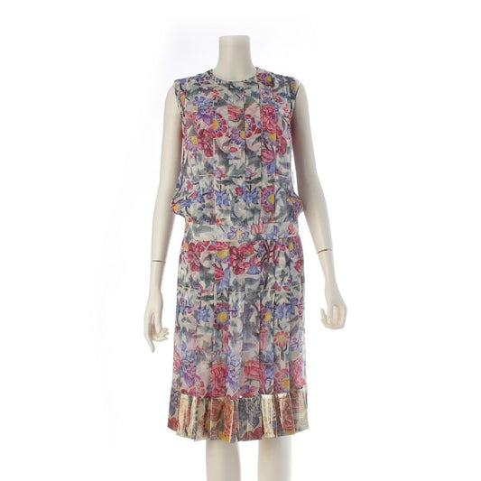 Chanel Silk Floral Sleeveless Dress Multicolor 34