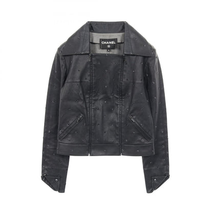Chanel Leather Jacket Coco Mark Embroidery Other