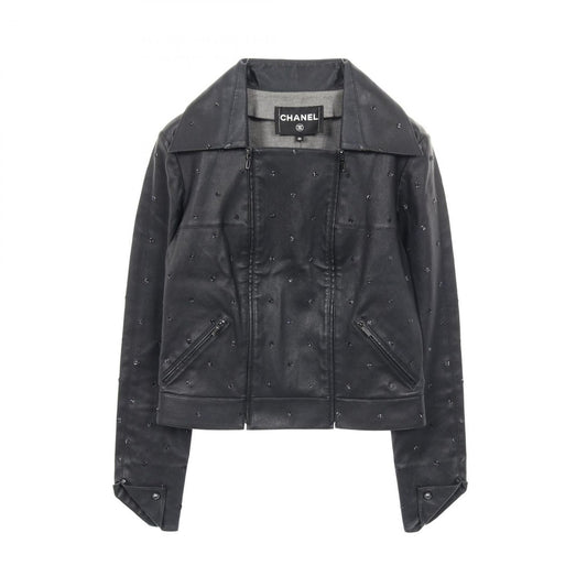 Chanel Leather Jacket Coco Mark Embroidery Other