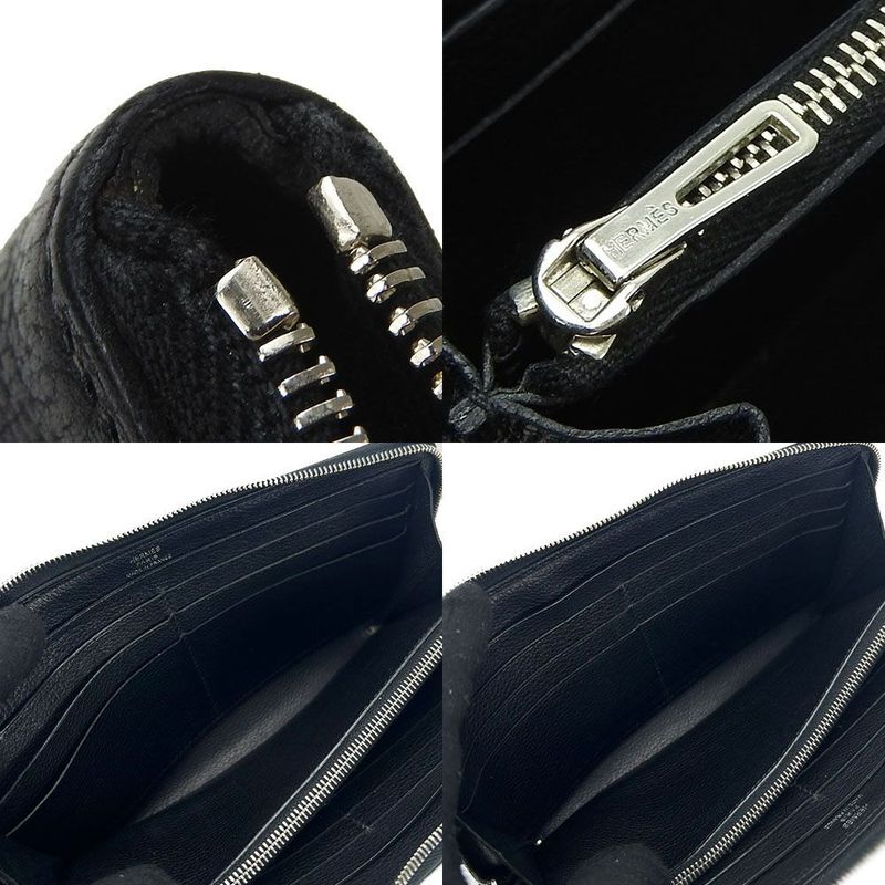 Hermes Round Zipper Long Wallet Azapplong Classiccles Zar□j Engraved Silverhardw