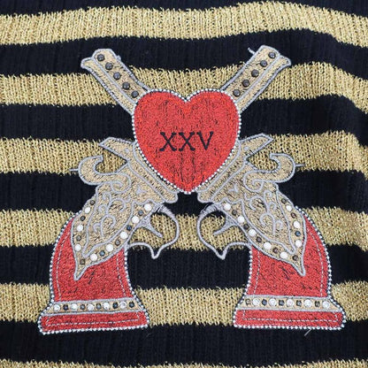Gucci Knit Sweater - Black X Gold Border - Size XS Embroidery Tops