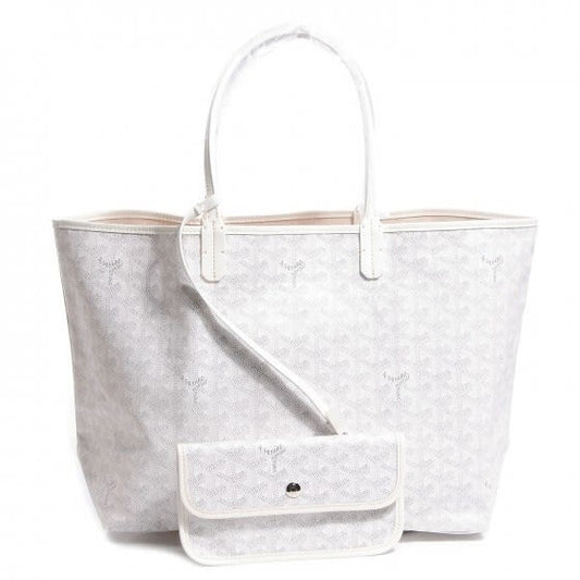 Goyardine Saint Louis PM White Shoulder Tote Bag &amp; Pouch Wallet