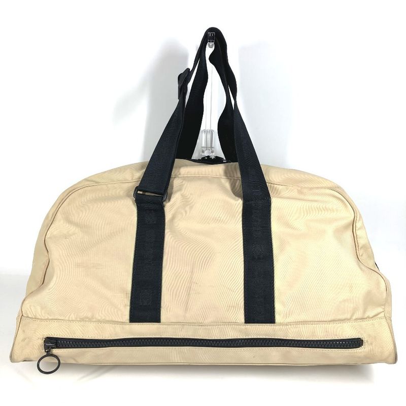 Chanel Boston Bag CC Coco Mark Logo Nylon Canvas Beige