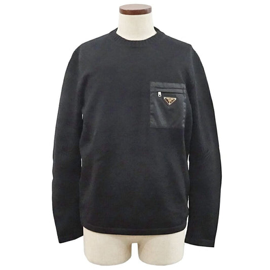 Prada Knit Sweater 50 Black BK 100% Virgin Wool