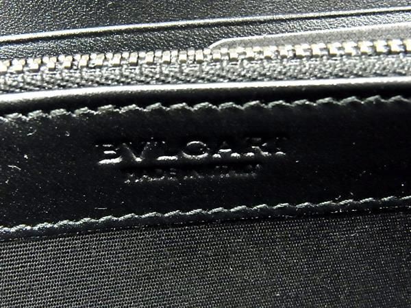 Bvlgari Leather Round Zipper Long Wallet Men Ladies Black Ax3764