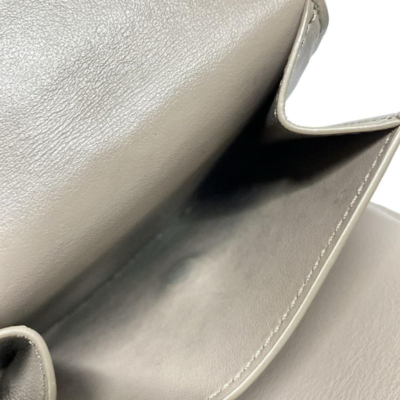 Celine Trifold Wallet Small Tri-fold Wallet Gray Beige Leather