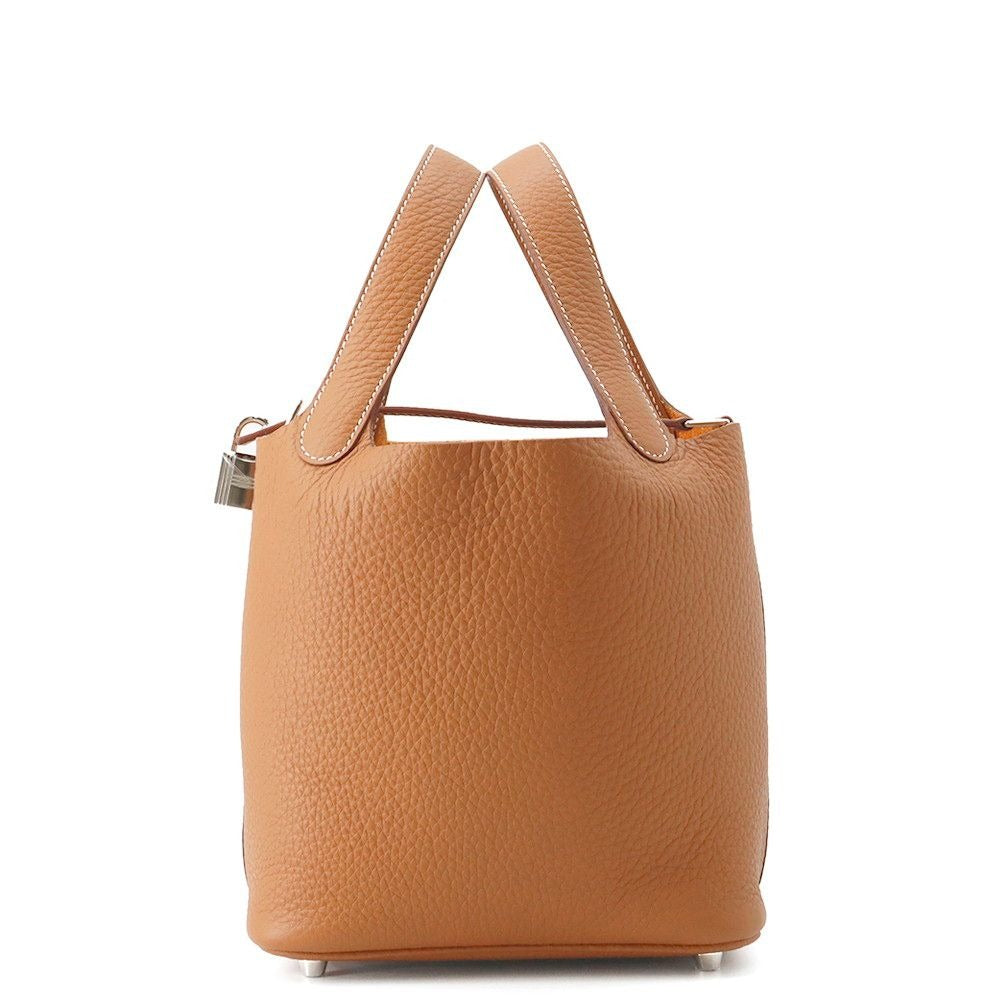 Hermes Handbag Picotin Lock PM Gold Silver Taurillon Clemence