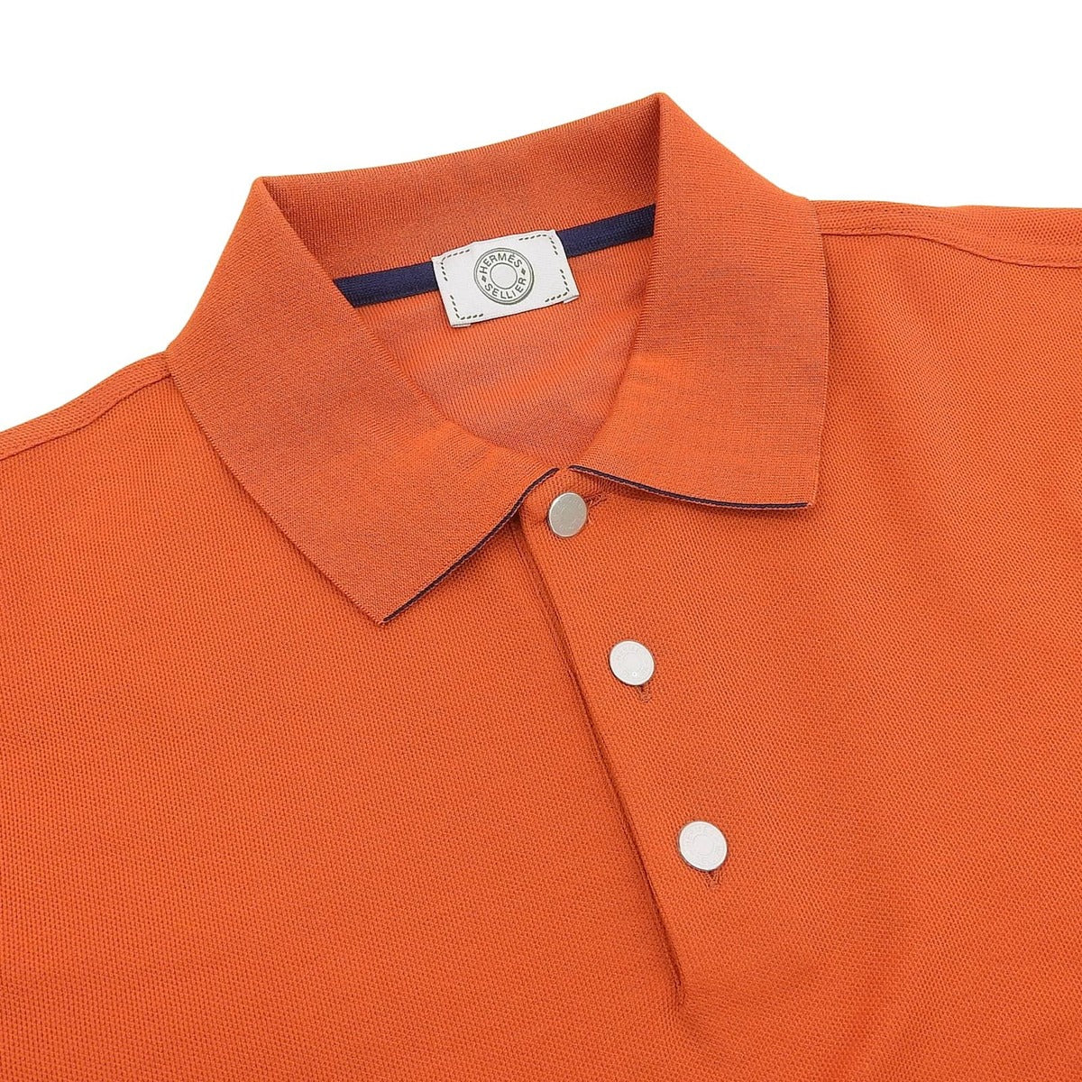 Hermes Button Short Sleeve Polo Shirt Orange — view 3