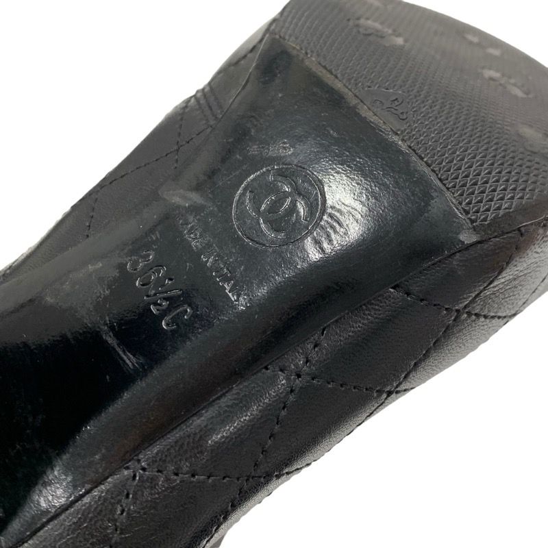 Chanel Boots Short Boots Shoes Leather Black Booties Here Mark Matelasse