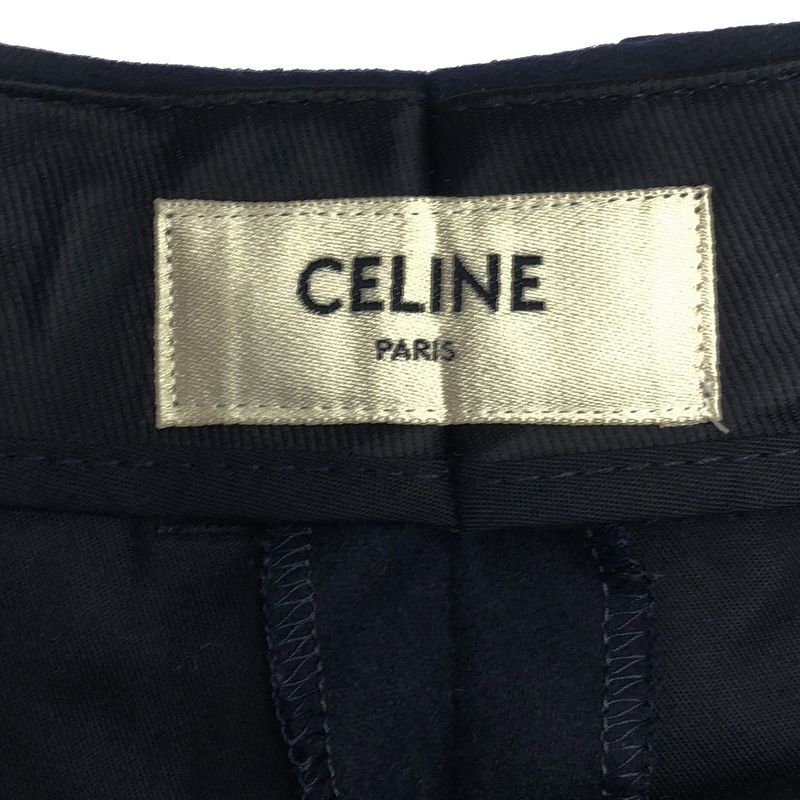 Celine 2 Tuck Cashmere Flannel Trouser Pants 2p519561f Navy 34